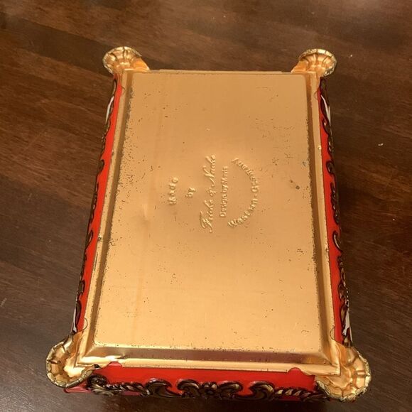 Tin Box Jewelry Princess Cupids Angels Gold Red Fricke Nacke Mavis Germany - Picture 8 of 10
